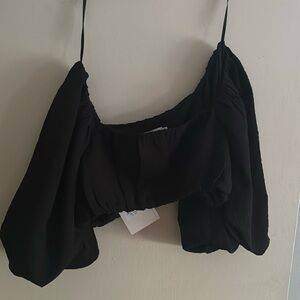Black cropped top brand love bonito